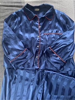 Free People Navy Satin Pajama Set